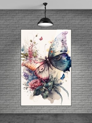 Beta Moda Hub Rengarenk Kelebek Cam Tablo