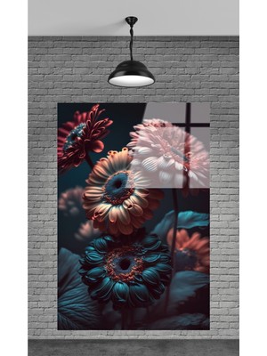 Beta Moda Hub Çiçek Dekoratif Temperli Cam Tablo