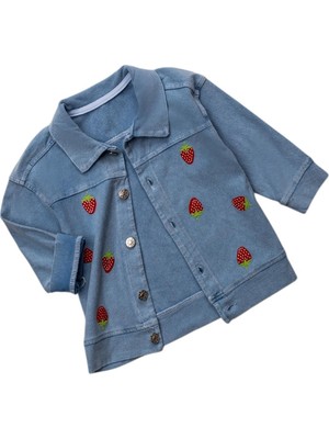 Celira Hkursat Mavi Çilekli Kız Çocuk Kot Ceket 9 Ay,12 Ay,18 Ay,2y