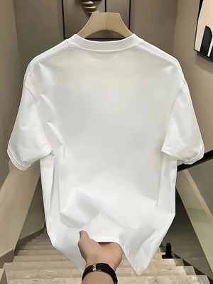 Adisia Baskılı Oversize Bisiklet Yaka T-Shirt - Beyaz