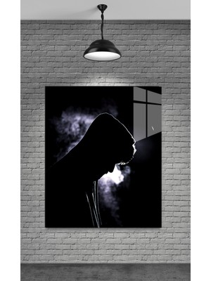 Beta Moda Hub Dumanlar Içinde Adam Temperli Cam Üzerine Tablo Sevgilinize Yılbaşı Hediye