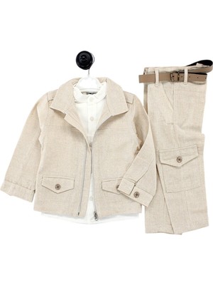 Celira Hkursat Bej Erkek Çocuk Ceketli Pantolon Takım 2-5 Yaş