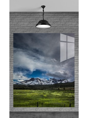 Beta Moda Hub Muhteşem Karlı Dağlar Temperli Cam Üzerine Tablo Sevgilinize Yılbaşı