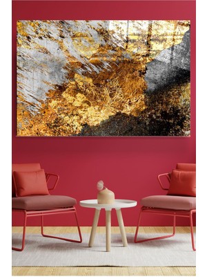 Beta Moda Hub Gold Detay Soyut Cam Tablo, Dekoratif Cam Tablo