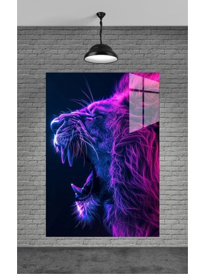 Beta Moda Hub Neon Aslan Cam Tablo Ev Dekorasyon,balkon Dekorasyonu,dekoratif,duvar Tablo,mutfak Tablo