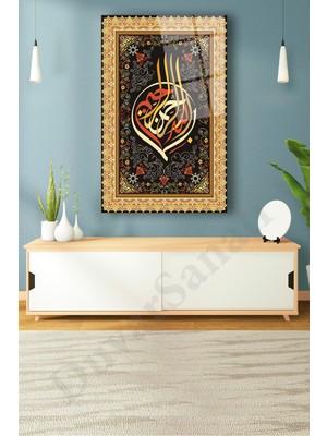 Beta Moda Hub Islami Kaligrafi Dikey Cam Tablo Dini Modern Ev Ofis Salon Hediyelik Büyük Tablo