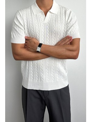 Tarz Cool Erkek Fitilli Polo Yaka Triko T-Shirt