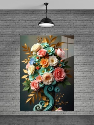 Beta Moda Hub Çiçek Cam Tablosu Ev Dekorasyon,balkon Dekorasyonu,dekoratif,duvar Tablo,mutfak Tablo,hediyelik