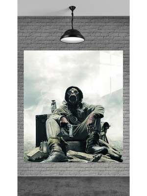 Beta Moda Hub Gaz Maskeli Adam Temperli Cam Üzerine Tablo Sevgilinize Yılbaşı