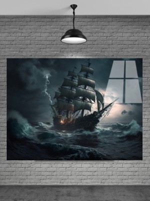 Beta Moda Hub Korsan Gemisi Cam Tablo Ev Dekorasyon,balkon Dekorasyonu,dekoratif,duvar Tablo,mutfak Tablo