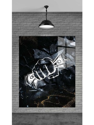 Beta Moda Hub Muhteşem Para Tutan Adam Dekoratif Temperli Cam Üzerine Tablo Sevgilinize Yılbaşı Hediye