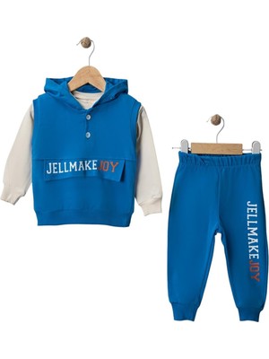 Celira Hkursat Wwc Mavi Iki Ip Yelekli Kapşonlu Erkek Bebek Takım