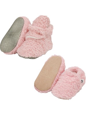 Ella Bonna Kaydırmaz Taban Kalın Teddy Organik Pamuk Iç Astarlı Ev Kreş Bebek Pandufu 2li Pudra Ekonomik Set