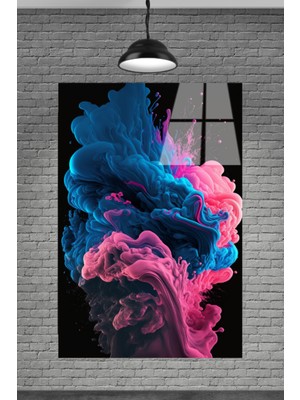 Beta Moda Hub Metacam Mavi Pembe Renkli Dekoratif Cam Tablo