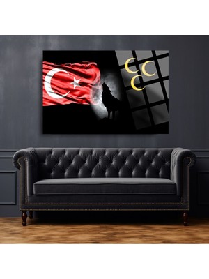 Beta Moda Hub Bozkurt Ülkücülük 4mm Kırılmaz Temperli Yüksek Çözünürlüklü Cam Tablo