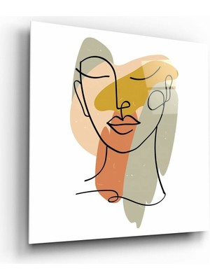 Beta Moda Hub Soyut Çizgiler Cam Tablo | Hediyelik, Dekoratif, Ofis, Mutfak