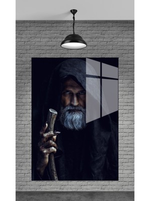 Beta Moda Hub Yaşlı Adam Tablosu Temperli Cam Üzerine Sevgilinize Yılbaşı Yeni Yıl Hediye