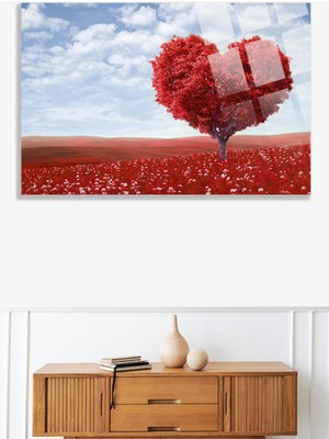 Beta Moda Hub Kalpli Ağaç Manzarası Uv Baskılı Kırılmaz Cam Tablo, Ev ve Ofis Yüksek Çözünürlüklü 4mm Cam Tablo