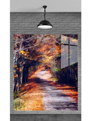 Beta Moda Hub Muhteşem Sonbahar Çalışması Temperli Cam Üzerine Tablo Sevgilinize Yılbaşı Hediye