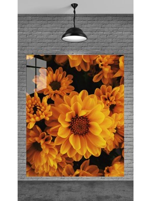 Beta Moda Hub Sarı Çiçekler Tablosu Temperli Cam Üzerine Sevgilinize Yılbaşı Yeni Yıl Hediye