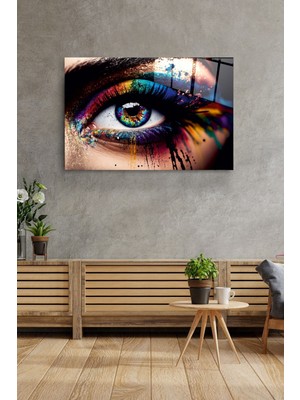 Beta Moda Hub Renkli Göz Cam Tablo, Dekoratif Cam Tablo