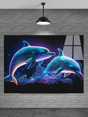 Beta Moda Hub 3D Yunus Balığı Cam Tablo