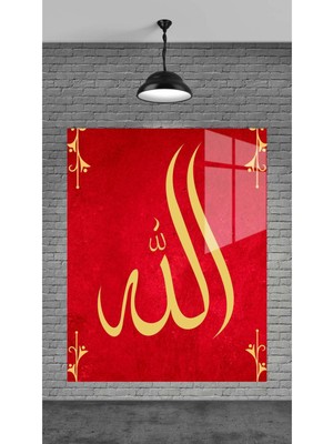 Beta Moda Hub Muhteşem Allah Yazısı Dekoratif Temperli Cam Üzerine Tablo Sevgilinize Yılbaşı