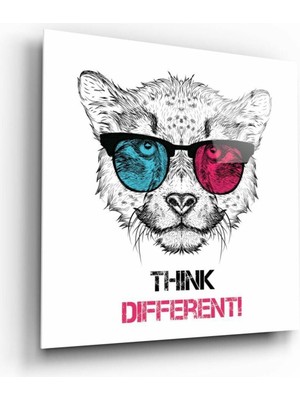 Beta Moda Hub Think Different Cam Tablo NO:1150 | Hediyelik, Dekoratif, Ofis, Mutfak