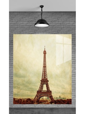 Beta Moda Hub Eski Görünümlü Eifel Kulesi Temperli Cam Üzerine Tablo Sevgilinize Yılbaşı Hediye