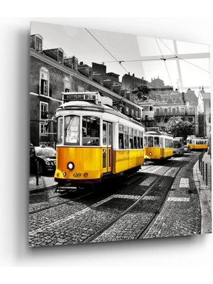 Beta Moda Hub Lizbon Sarı Tramvay Cam Tablo | Hediyelik, Dekoratif, Ofis, Mutfak
