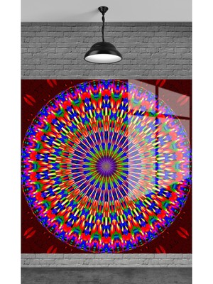 Beta Moda Hub Yuvarlak Muhteşem Desen Temperli Cam Üzerine Tablo Sevgilinize Yılbaşı Hediye