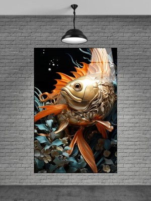 Beta Moda Hub Turuncu Balık Cam Tablo