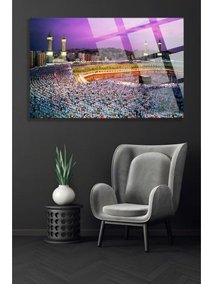 Beta Moda Hub Kabe Hac Manzarası 4mm Lüks Kırılmaz Temperli Yüksek Çözünürlüklü Cam Tablo