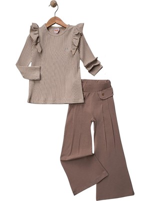 Celira Hkursat Bej Taş Baskılı Kaşkorse Kız Çocuk Takım