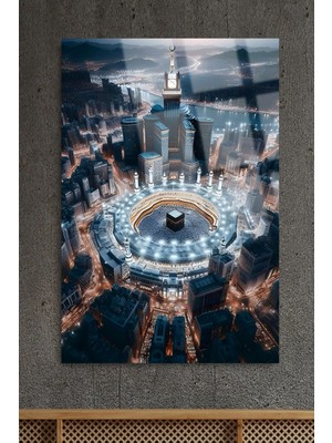 Beta Moda Hub Mekke Görseli Yapay Zeka Ile Dini Islami Lüks Kırılmaz Cam Tablo Ev Ofis Iş Yeri Hediryesi