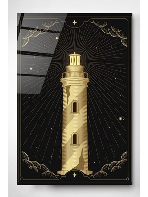 Beta Moda Hub Gold Kule Cam Tablo, Dekoratif Cam Tablo