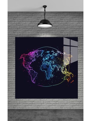 Beta Moda Hub Dünya Haritası Cam Tablo Ev Dekorasyon,balkon Dekorasyonu,dekoratif,duvar Tablo,mutfak Tablo