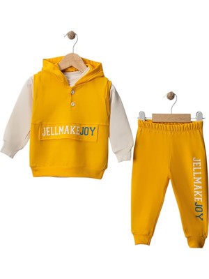 Celira Hkursat Wwc Sarı Iki Ip Yelekli Kapşonlu Erkek Bebek Takım