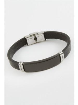 Nuveden Ieg™ Isim Yazılabilir Deri Çelik Bileklik