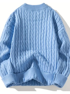 Tarz Cool Erkek Regular Fit Örgülü Bisiklet Yaka Triko Kazak