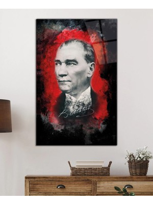 Beta Moda Hub Imzalı Mustafa Kemal Atatürk Portresi Cam Tablo, Darbelere Dayanıklı Kırılmaz Temperli
