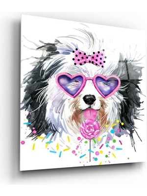 Beta Moda Hub Sevimli Köpek Cam Tablo NO:1135 | Hediyelik, Dekoratif, Ofis, Mutfak