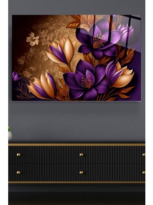 Beta Moda Hub Mor Çiğdem Cam Tablo, Dekoratif Cam Tablo