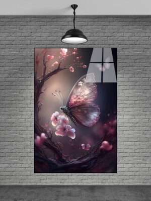 Beta Moda Hub Lila Kelebek Cam Tablo Ev Dekorasyon,balkon Dekorasyonu,dekoratif,duvar Tablo,mutfak Tablo