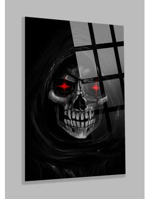 Beta Moda Hub Şeytan Kuru Kafa Kırılmaz Cam Tablo, Ev ve Ofis Hediyesi Yüksek Çözünürlüklü 4mm Cam Tablo