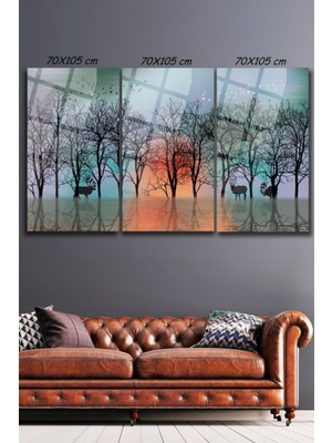 Beta Moda Hub Üçlü Kombin Yaban Geyiği Cam Tablo | Hediyelik, Dekoratif, Ofis, Mutfak