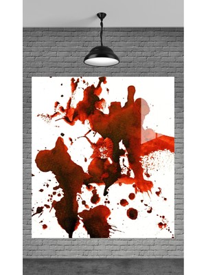 Beta Moda Hub Muhteşem Kırmızı Boya Sıçratması Temperli Cam Üzerine Tablo Sevgilinize Yılbaşı Hediye