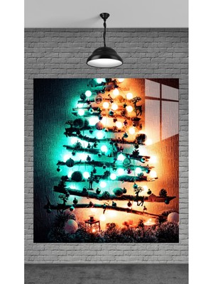 Beta Moda Hub Muhteşem Yılbaşı Ağacı Dekoru Temperli Cam Üzerine Tablo Sevgilinize Yılbaşı Hediye