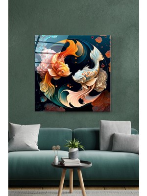 Beta Moda Hub Fishs Cam Tablo, Dekoratif Cam Tablo