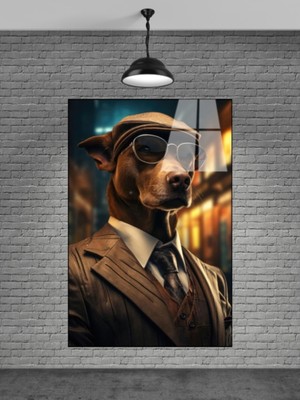 Beta Moda Hub Takım Elbiseli Yakışıklı Tatlı Köpek Cam Tablo